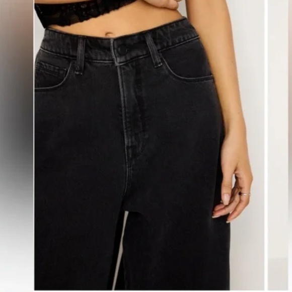 Good American Paneled Wide Leg Jeans in Faded Black Wash Size 29 - Picture 4 of 15